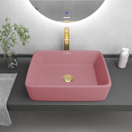 Раковина накладная (48х37) Grossman Color GR-3016PIM, розовый